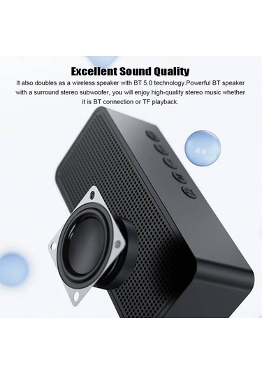 Yunboo Beyaz Multifonksiyonel Müzik Hoparlörü: Çift Alarm, Bt 5.0, Ayna Led Ekranı, Tf Kart Desteği, Ev İçin Ses Sistemi