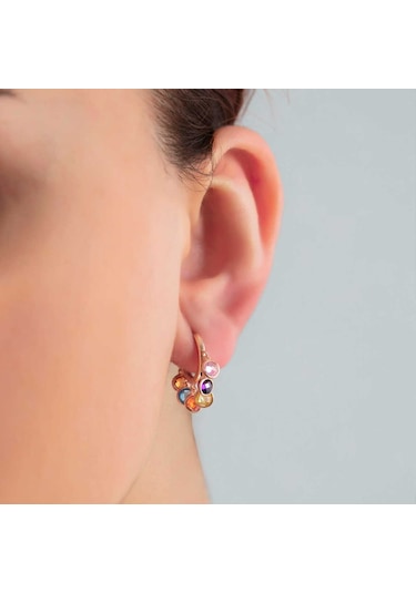 Altınbeyı Renkli Taşlı Sallantılı Halka Küpe 3.50 Gram