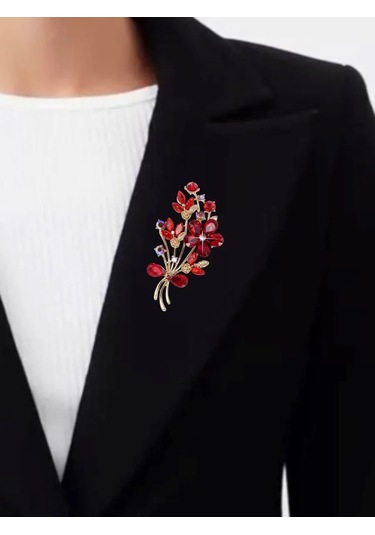 Fashion Jewelry Çiçek Buketi Broş 359376287 Kırmızı