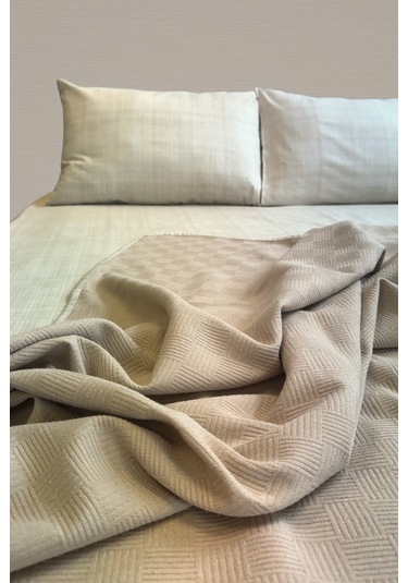 Alla Turca Çift Kişilik Doğal Pamuk Pike Sütlü Kahve Kahverengi