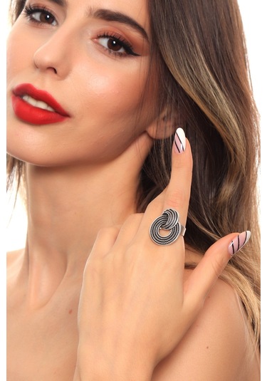 Kadın Antik Gümüş Kaplama Yüzük N11.19307 Çok Renkli