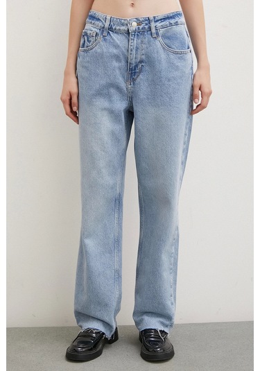 Never More Kesik Paça Yüksek Bel Jean Buz Mavisi Buz Mavisi Buz Mavi