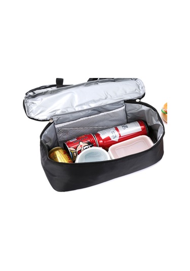 Açık Saklama Çantası, Taşınabilir Omuz Çift Kullanımlı Piknik Çantası Buz Çantası Siyah