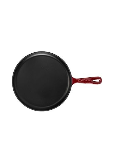 Lava Döküm Yuvarlak Pizza Krep Pankek Tavası Döküm Demir Yekpare Saplı Çap Ø 26cm. Bordo