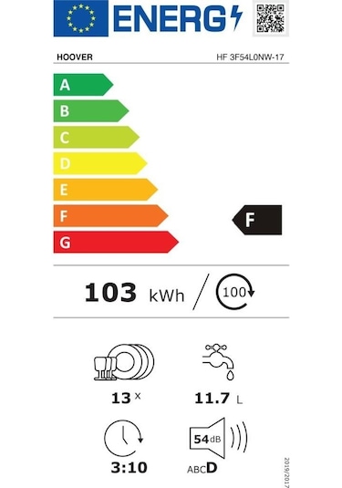 Hoover HF 3E53EOW-17 5 Programlı 13 Kişilik Bulaşık Makinesi