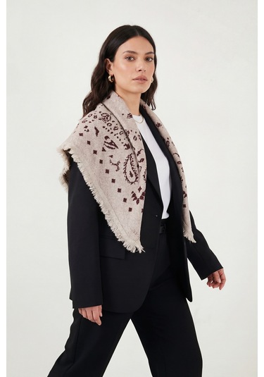 Lela Bayan Şal 6941300 Bej-bordo