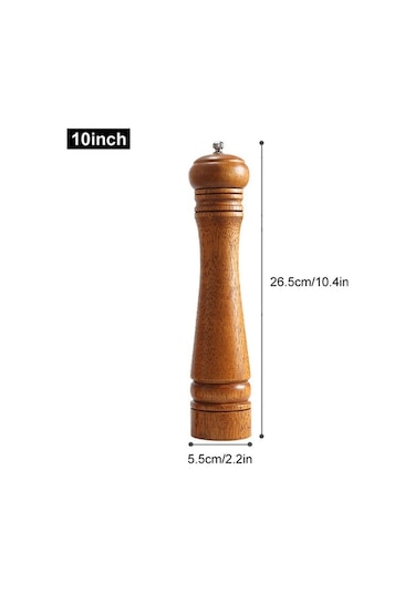 Createtech Ahşap Biber Değirmeni - Ayarlanabilir Seramik Öğütücü, 3 Boyut: 5/8/10 İnç Diğer