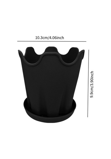 Pazly Tabanlı Suntek Siyah Silikon Saksı - Bitki Ve Çiçekler İçin