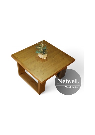 Neiwel Saes Doğal Ahşap Sehpa-70-70 Açık Ceviz