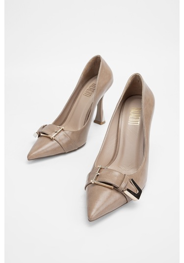 Valmenti Kadın Bej Hakiki Deri Topuklu Ayakkabı 909 9026 Bn Ayk Sk23/24 Bej