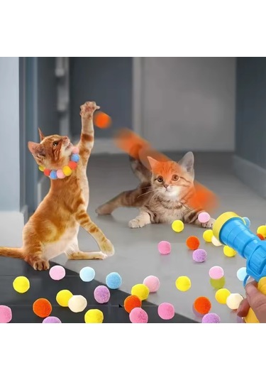 Tineke İnteraktif Kedi Oyun Tabancası 3 Adet Peluş Top