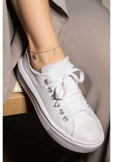 Yaz Aşkı 18 Ayar Beyaz Altın Kaplama 24 Cm Gümüş Hal Hal Beyaz