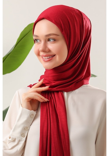 Melodi Scarf Tesettür Penye Şal Bordo Bordo