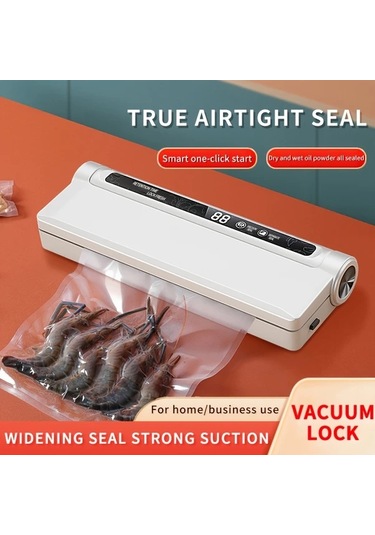 Honeybeeshop Beyaz Gıda Koruma Kompakt Otomatik Vakum Kapama Makinesi Kucuk Ev Kullanimi Guclu Emis Teknolojisi Taze Kalma