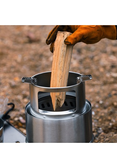 Symbee Küçük Çelik Güneşli Taşınabilir Mangal: Çift Duvarlı, İki Seviye Yanma, Kamp-piknik İçin Isı Kaynağı Gümüş