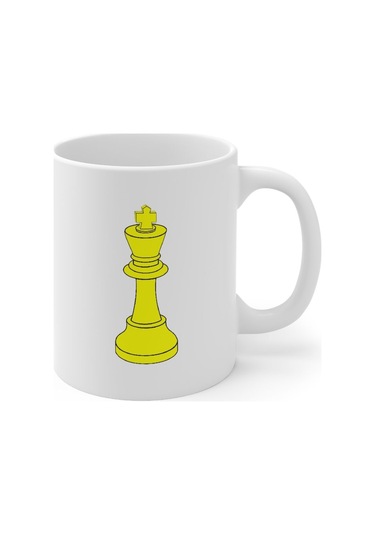 Satranç Altın Şah Temalı Baskılı Kupa Bardak Çok Renkli