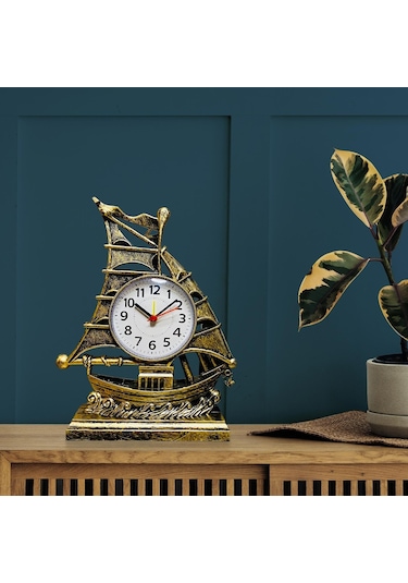 Suntek Masa Saati Dekorasyon Pille Çalışan Çalar Saat Bronz