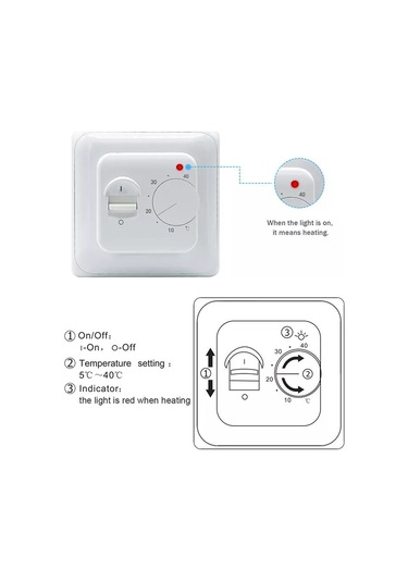 Kangvka 16a Elektrikli Yeraltı Isıtma Termostati, Manuel Kontrol, Led Gösterge, İç/dış Sondajlı Doğru Sıcaklık Regülatörü Beyaz