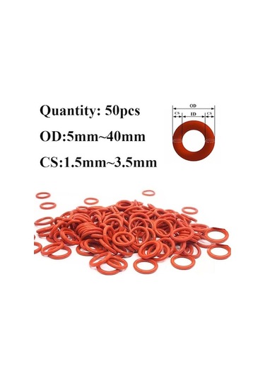Novahub 50 Adet Cs 1.5mm-3.5mm Kırmızı Silikon Vmq O-ringler Conta Sızdırmazlık Halkaları Su Geçirmez Ve Yalıtımlı Od 5 40mm Od 11mm-1.5mm