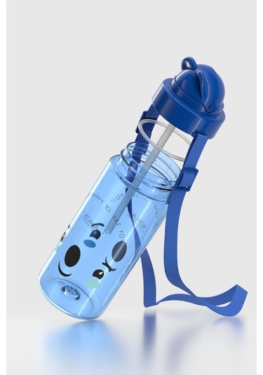 Renga Taffy Desenli 500 Ml Askılı Pipetli Tritan Çocuk Matara 912080 Mavi MAvi