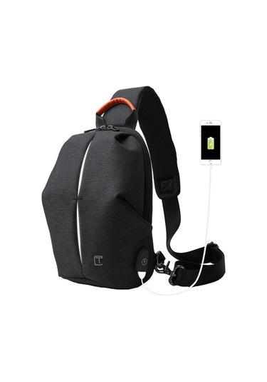 Tangcool Tc-905 Erkek Usb Şarj Portlu Crossbody Göğüs Çantası Siyah