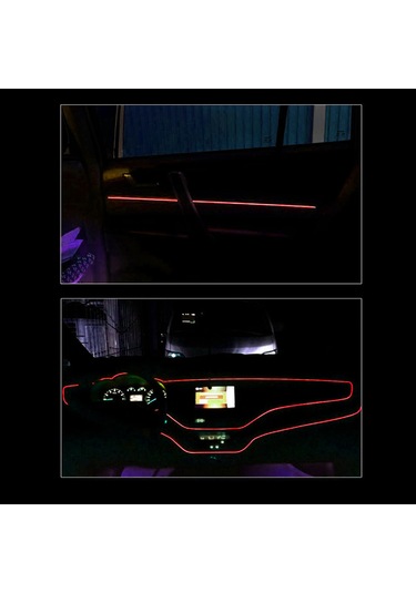 Wezone Araba İç Dekorasyon Led Işık Şeridi 4m, Klips Tipi, Kırmızı Renk, Sigara Ateşleyici Beslemeli, Esnek Ve Kolay Kurulum