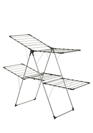 Flexdry 2 Katlı 25 Metre Asma Boylu, Uzun Ömürlü, Rahat Kullanımlı Çamaşır Kurutmalık Gri - Siyah