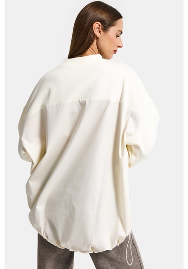 Itsbasic Kadın Ekru W5 Oversize Pamuk Tasarım Sweatshirt