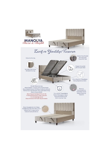 Manolya Çift Kişilik Sandıklı Baza Başlık 180 x 200 CM