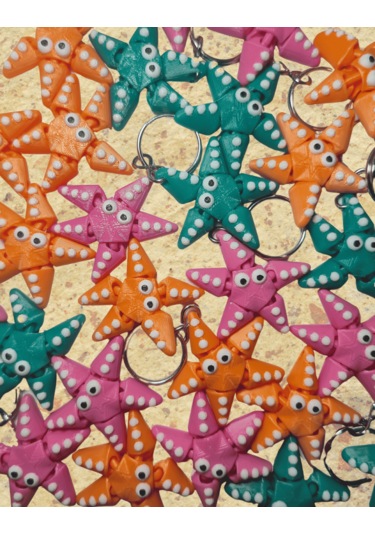 Sevimli Hareketli Deniz Yıldızı Anahtarlık - 1 Adet Çok Renkli