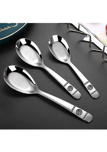 Pazly Paslanmaz Çelik 3'lü Yemek Kaşığı Seti - Gümüş Rengi, Dayanıklı Ve Şık Masa Ürünü Gümüş