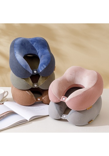 Mufunye Yetişkinler İçin Gezi U Yastığı - Hafıza Köpüğü Dolu Boyun Desteği - Kristal Kadife Kumaş - Siyah Siyah