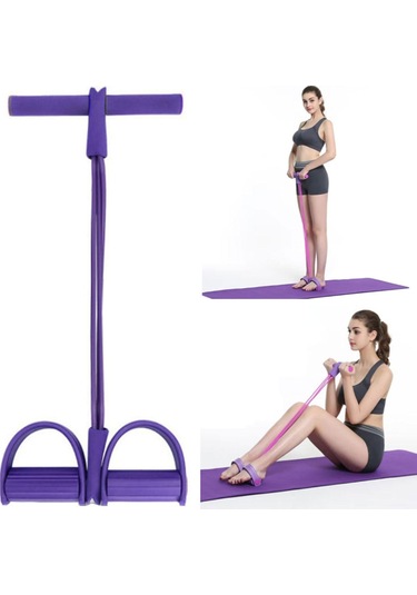 Dolıty Elastik Pedal Direnç Bandı Sit Up Karın Bacak Bel Mor Mor