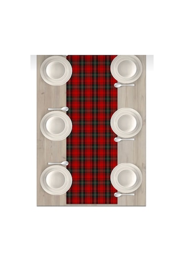 Yılbaşı Desenli Runner Örtüsü Yılbaşı Runner 40x140 Renkli