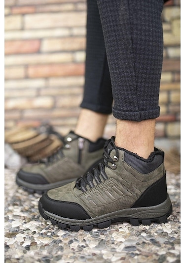 X-Step X6 Haki Termal Kürklü Kışlık Erkek Bot Ayakkabı