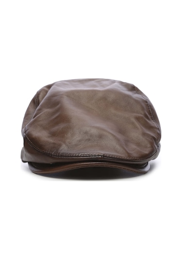 Tamer Tanca Erkek Hakiki Deri Taba Şapka 524 London-y Sapka Taba