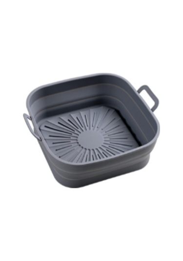 Katlanabilir Kare Air Fryer Silikon Kalıp 17,5 Cm Gri