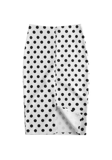 Beyaz Yaz Baskı Zarif Kalem Etek Kadın Yüksek Bel Diz Boyu Etek Kadın Beyaz