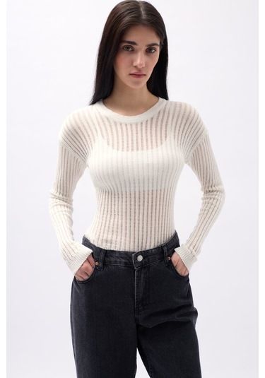 Fitilli Transparan Bluz Çok Renkli