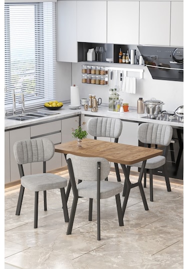 Parla 70x110cm Atlantik Mutfak Masası, Mutfak Masası Takımı, Yemek Masası, 4 Gri Sandalye Gri Parla 70x110cm Atlantik Mutfak Masası, Mutfak Masası Takımı, Yemek Masası, 4 Gri Sandalye Gri