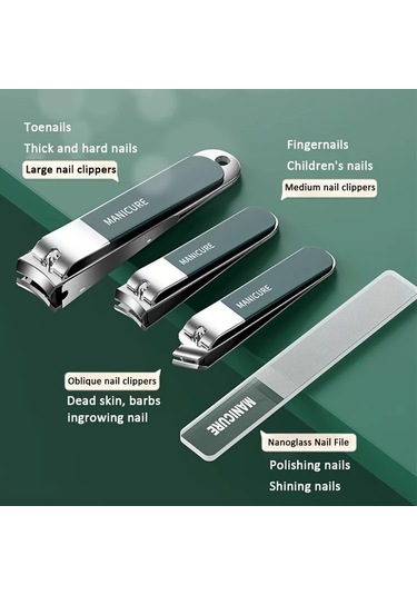 Oldfriend Set119 Gradyan Yeşil 10 Parça Manikür Seti, Tırnak Makası Ve Kulak Kaşık Bakım Kiti Seyahat Veya Ev İçin Hediye