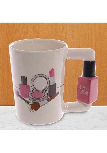 Createtech Yaratıcı Seramik Kupa-1 X Oje Saplı Bardak 07 Beyaz