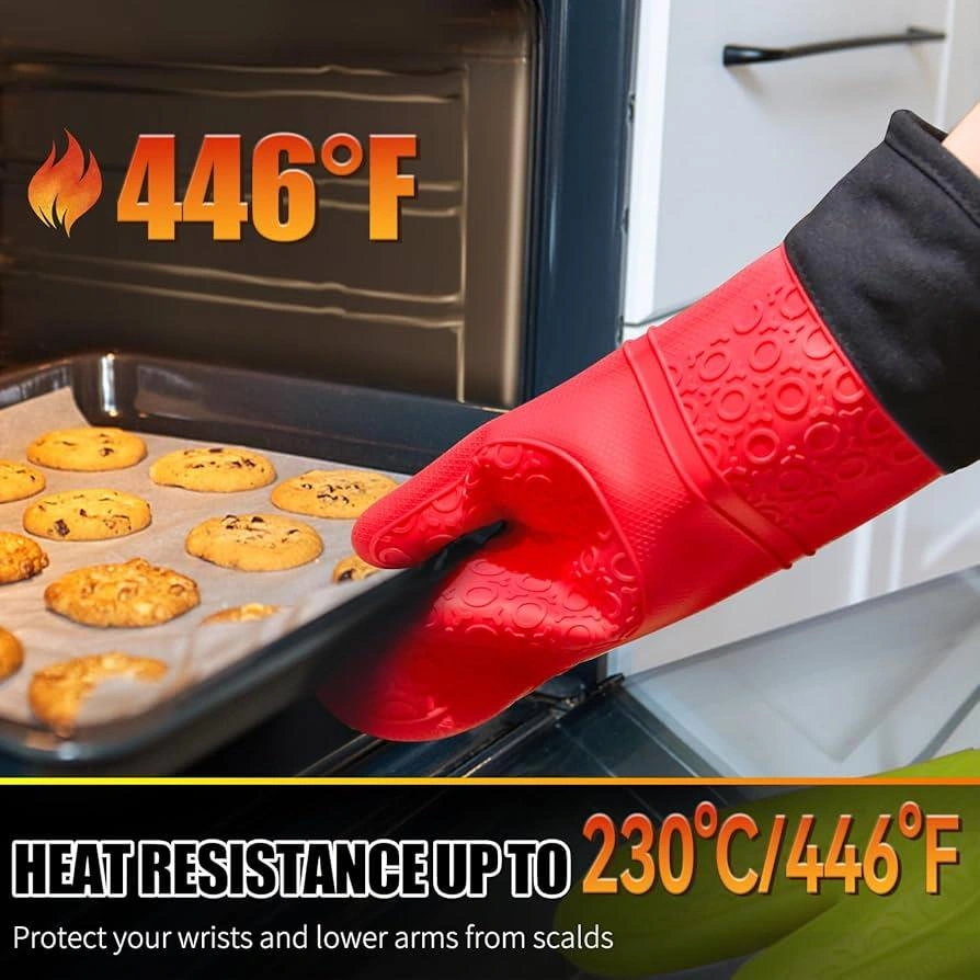 3b Trend 2 Adet Silikon Yanmaz Yapışmaz Isı Yalıtımlı Mutfak Fırın Eldiveni Kırmızı Kırmızı