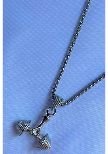 Dambıl El İşçiliği Paslanmaz Çelik Zincir Erkek Kolye Gümüş