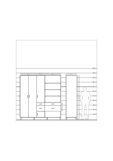 Kronos Dolap 14 Raflı 4 Çekmeceli 4 Kapaklı 220x59x243 Çam-aytaşı/çam Aytası/atlas Çam
