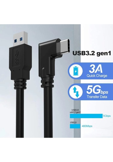 Snapbuy Oculus Quest 2 Ve Meta Quest3 2 İçin Usb3.2 Hızlı Şarj Kablosu 6m/5m/3m Vr Aksesuarblack