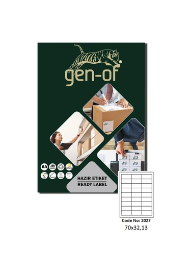 Gen-of Gk-2027 Laser Etiket 70x32.13 100 Sayfa 2700 Etiket