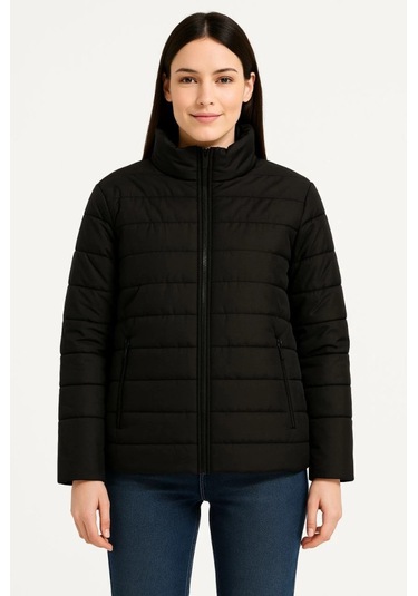 Efnaz Style Bomber Mont Ceket Su İtici Kumaş, Kapitone Astarlı, Fermuarlı, Kışlık - Siyah