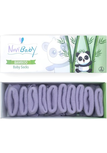 Novibaby 5'li Bambu Yenidoğan Bebek Çorabı I Purple I 0-6 ay "Karışık Renkli"