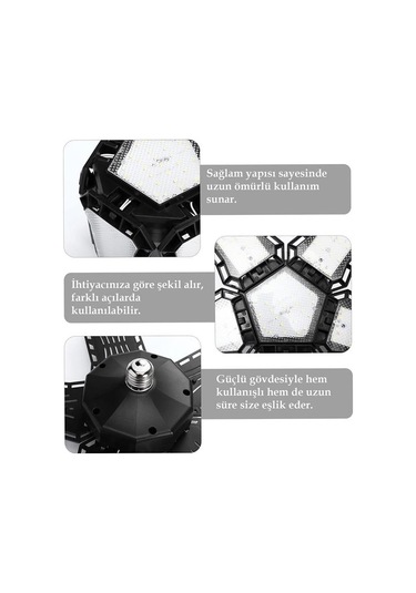 Ledx Ayarlanabilir Açılı 5 Kanatlı 148 Smd Ledli Galaxy Projektör Işığı 60w 6600 Lumen E27 32cm Çap